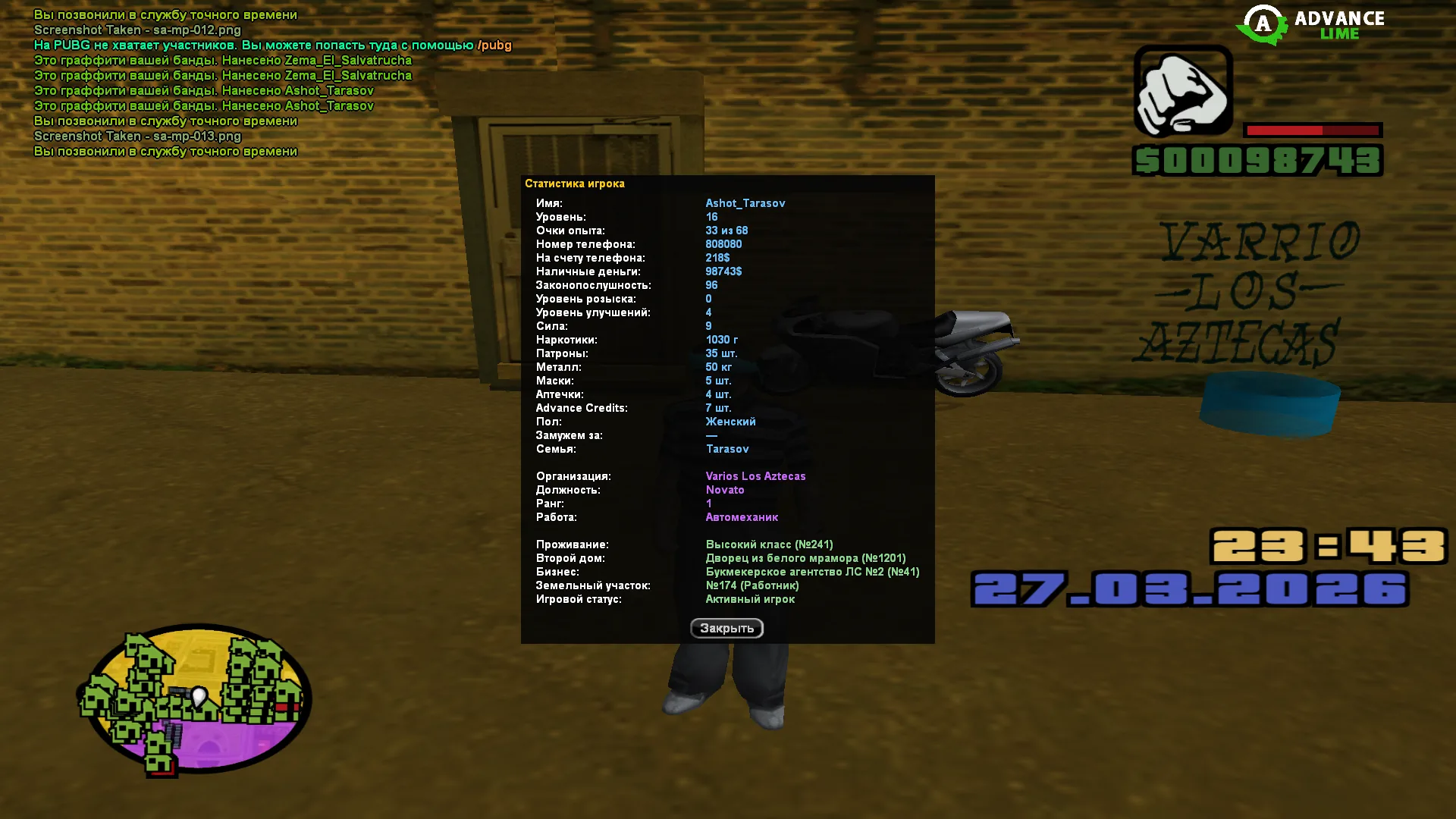 Скриншот статистики 1